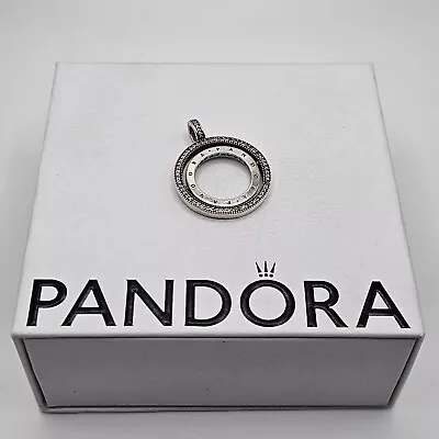 Genuine Pandora Spinning Round Pave Hearts Dangle Pendant ALE 925 #397410CZ • £40