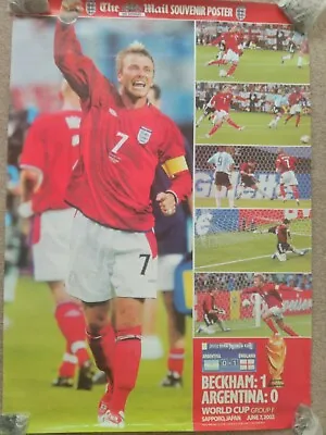David Beckham 2002 Daily Mail Souvenir Poster Beckham 1 Argentina 0 • £14