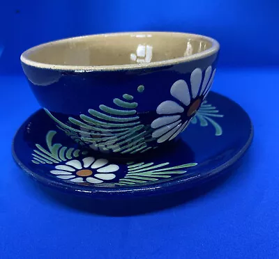 £13.99 • Buy French Alsace Coffee/Chocolate Cup Saucer Floral Blue Vintage Pottery 1940’s