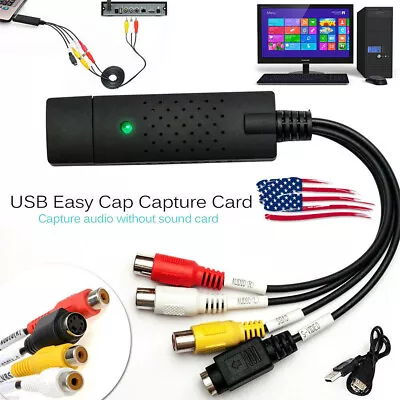 Audio Video Capture Card USB 2.0 VCR VHS To DVD Converter Adapter For PC Laptop • $9.30