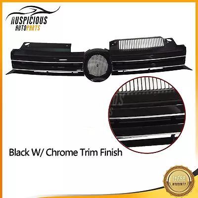 Black W/ Chrome Trim Sport Grille For 2010-14 VW MK6 Golf GTI Jetta Sportwagen • $39.99