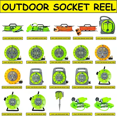 Extension Socket Lead Reel For Indoor & Outdoor Use Heavy-Duty Extension Reel • £12.99