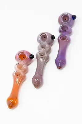 6  Collectible Red/Orange Triple Bowl Tobacco Hand Smoking Spoon Glass Pipe • $14.99