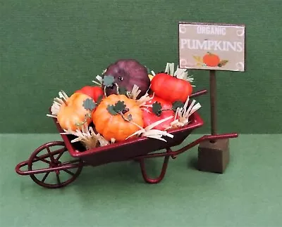 1/12 Dollhouse Fall Garden Pumpkin Wheelbarrow Decor #1 D&m Miniatures • $14.99