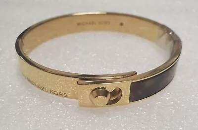 Michael Kors Signed Faux Tortoise Logo Bracelet Gold Tone A107 • $20