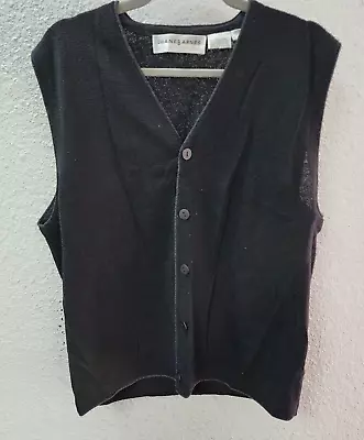 Vintage Jhane Barnes Men's Button Down V-Neck Sweater Vest Black Large • $22.99