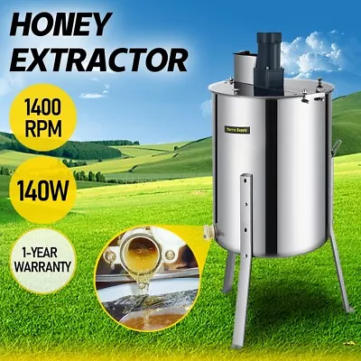 4 Frame Electric Honey Extractor Beekeeping 140W 2 Clear Lids 3 Adjustable Legs • $397.80