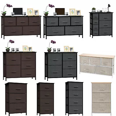 $51.69 • Buy Storage Drawers Dresser Fabric Bedside Organizer Chest Hallway Entryway Closets