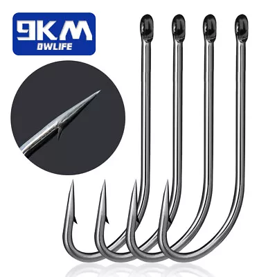 9KM Seawater Fishing Hook 50~200Pcs Barbed Beak Long Shank O'shaughnessy Hooks • $11.87