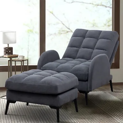 Cube Cushion Upholstered Sofa Bed Single Recliner Chair Lounger Sleeper Chair • £205.95