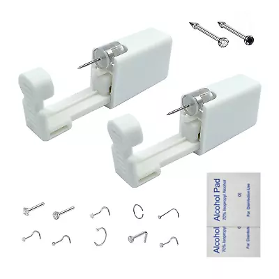 2 Pack Nose Piercing Gun Disposable Self Ear Nose Piercing Gun Kit Painless • $11.57