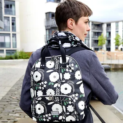 Earth Squared Fair Trade Oil Cloth Backpack Rucksack Bag Stockholm Black • £45.99