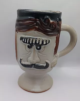 Vintage Funny Pacific Stoneware Art Pottery Face Coffee Cup Mug Mustache Man • $15.80