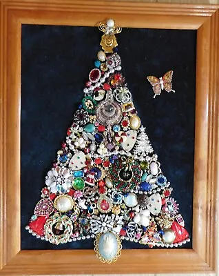 Vintage Jewelry Art Christmas Tree Signed And Framed • $120.99