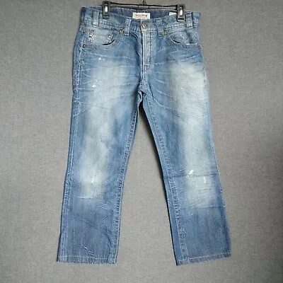 MEK Denim BULGAN Straight Leg Mens Jeans Size 33 X 26.5 Button Fly Distressed • $18