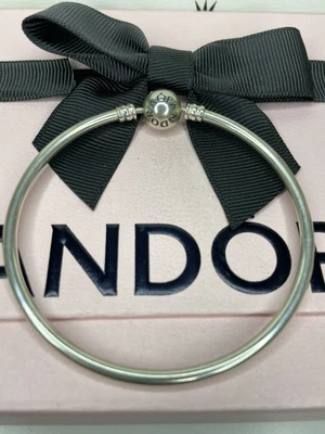$4.02 • Buy Genuine Pandora Silver Moments Charm Bangle - 19cms