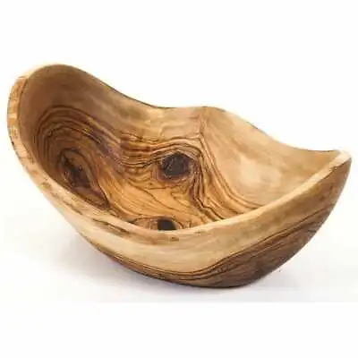 Utopia Rustic Olive Wood Dish Salat Bowl Wood Fruit  10  25cm Natural Trim Oval • £24.99