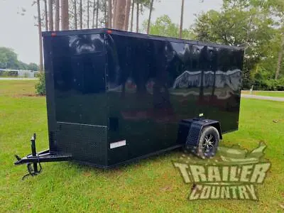 NEW 2024 6x12 6 X 12 V-Nosed Enclosed Black Out Cargo Motorcycle Trailer W/ Ramp • $4595