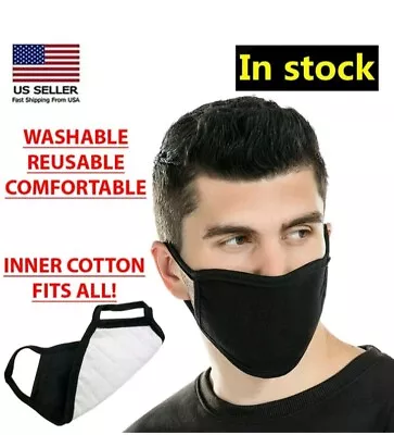 Black Unisex Face Mask Reusable Washable Cover Masks Fashion Cloth Men Women USA • $3.88