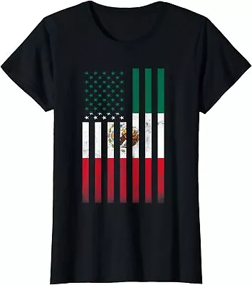 Half Mexican Flag Vintage American Inside Me USA Ladies' Crewneck T-Shirt • $21.99