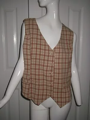 £3 • Buy Polyester Cotton Waistcoat Size  S/M By SHEIN In Brown Check