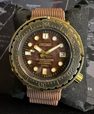 47mm Custom Automatic NH35 Diver Watch Mod Brown Dial Vintage Gold BGW9 Sapphire • $249.99