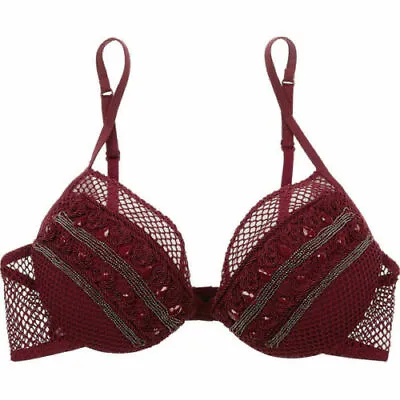 € 441.00 La Perla Calypso Embellished Mesh Contour Bra Sz I 3C / US 36C / EU 80C • $153