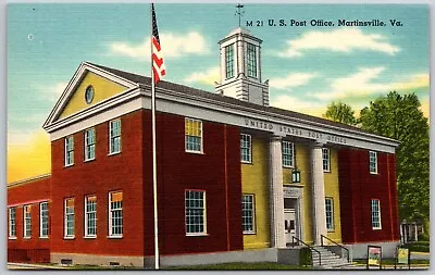 Martinsville VA Virginia U.S. Post Office Linen Postcard • $4.41