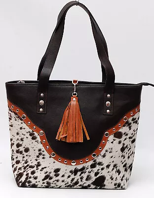 100% Cowhide Leather Shoulder Out Going Tote Bag With Studs For Women  LHB-9638 • $0.99