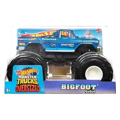 Hot Wheels Monster Truck Oversized  Bigfoot 4x4x4 Firestone 1:24 Scale New • £16.99