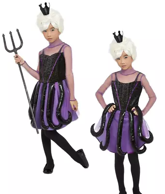 Evil Sea Witch Girls Ursula Halloween Fancy Dress Costume Fairytale Horror • £14.99