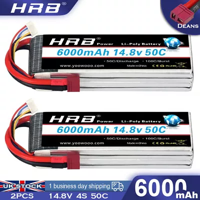 2pcs HRB 14.8V 4S 6000mAh LiPo Battery Deans For Rc Truck Buggy  Helicopter FPV • £111.99