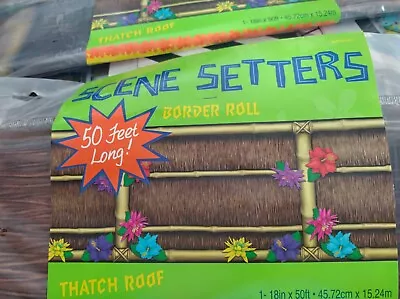 £15.99 • Buy 50ft Scene Setter Thatch Roof Design Room Roll Hawaiian Party Decor
