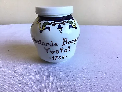 Vtg French Milk Glass Moutarde Rocquet Yvetot Hand Painted Lidded Mustard Jar • $13.99