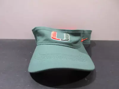 Miami Hurricanes Hat Cap Visor Strap Back Green Orange Nike UM Football Mens • $19.90