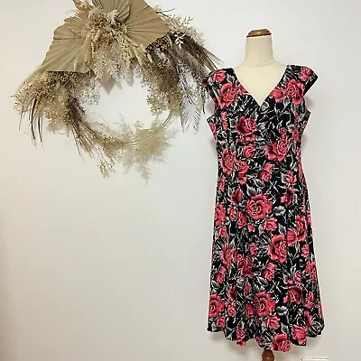 Retrospec'd Clothing Dress Size 16 Floral Vintage Rockabilly Pin Up Fit & Flare • $59