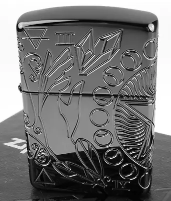 New Zippo Lighter Wicca MultiCut Carved Armor® Black Ice® Occult Wiccan Markings • £96.40
