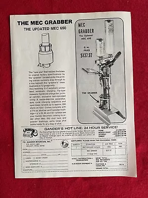 Vintage 1977 Print Ad MEC GRABBER Ammunition Reloading System Advertisement • $7.68