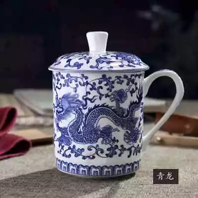 Dragon Tea Cups Ceramic Porcelain Blue And White Mugs High Quality Drinkware • $41.01