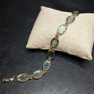 Vintage Jewelry Link Bracelet Light Blue Lucite Gold Tone. 10556 • $18.99