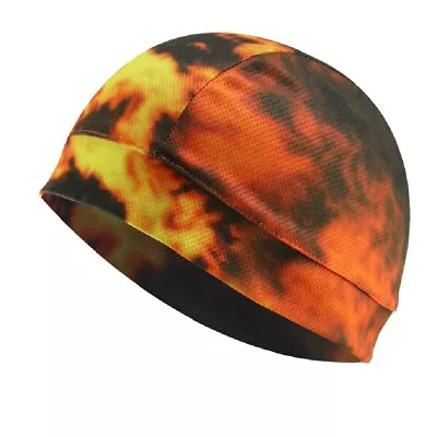 Orange Yellow Fire Flames Moisture Wicking Beanie Cap Hat Helmet Liner Biker • $9.86
