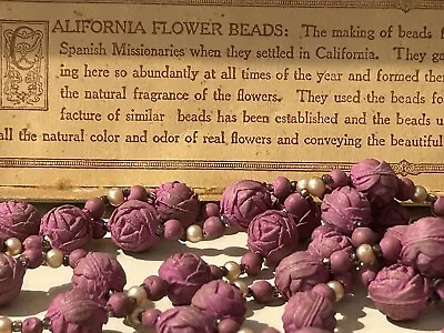 California Flower Bead Usa Necklace & Box Pink Vintage Spring Fashion Handmade • $17.77