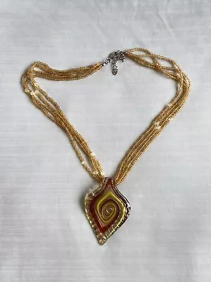 Vintage Venetian Murano Glass Necklace Pendant Swirl 2  Long • $24.99