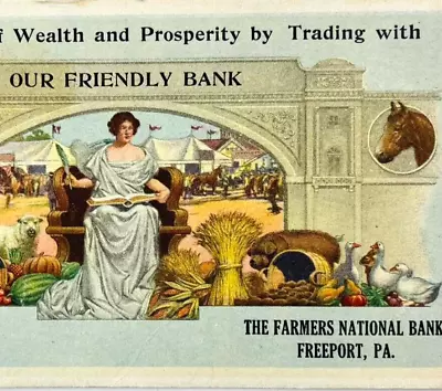 1923 Vintage Ink Blotter Farmers Nation Bank Freeport Pennsylvania PA • $18