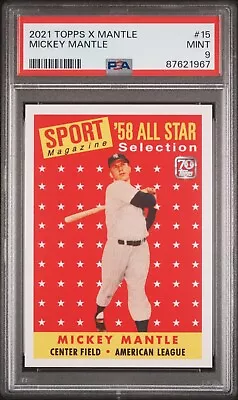 2021 Topps X Mickey Mantle Collection 1958 All-Star #15 PSA 9 MINT! YANKEES • $39.39