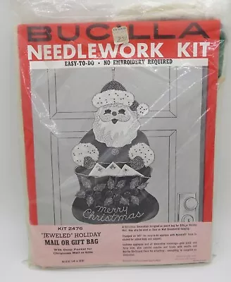 Vintage Jeweled Santa Holiday Mail Gift Bag Wall Panel Kit #2476 NOS • $46.80