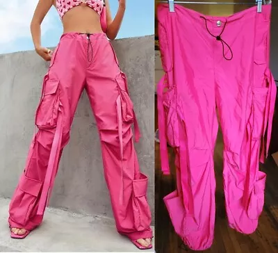 Womens Pink Cargo Pants Size Large 8 10 Rose Red • $25.99