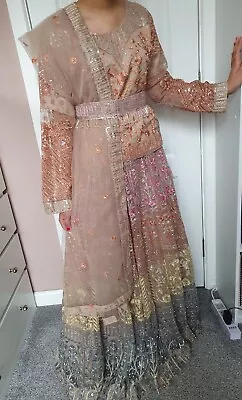 £80 • Buy Asian Pakistani Indian Wedding Dress Lengha Chiffonz BWOT Multi/Pastel Colours