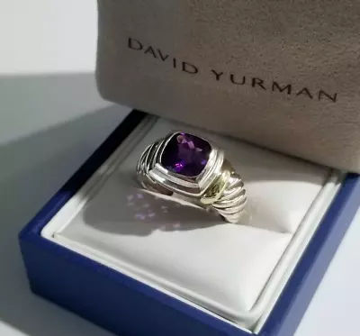 David Yurman - 14K Gold & Sterling Silver Amethyst Cable Ring - 7 - Stunning! • $270