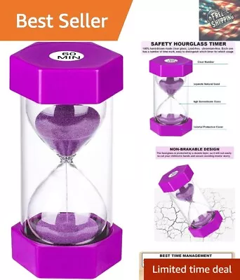 Colorful 60 Minute Hourglass Timer - Perfect For Kids Games Classroom Kitchen • $17.79